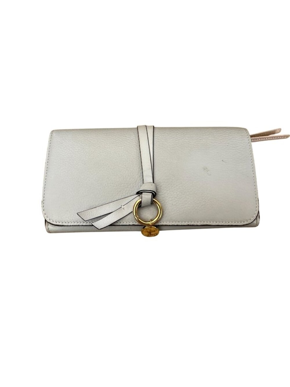 Chloé Small Leather Wallet With Tassel Detail Gold Hardware Light Gray Blue
